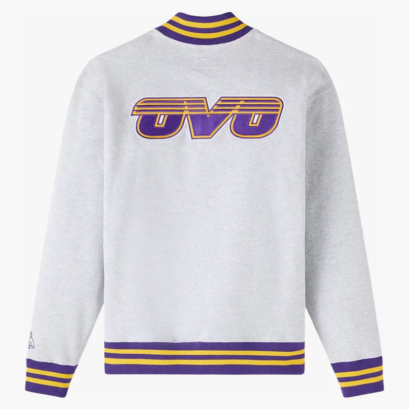 Ovo X NBA Los Angeles Lakers Quarter Zip Mock Neck Sweatshirt Ash Heather Gray
