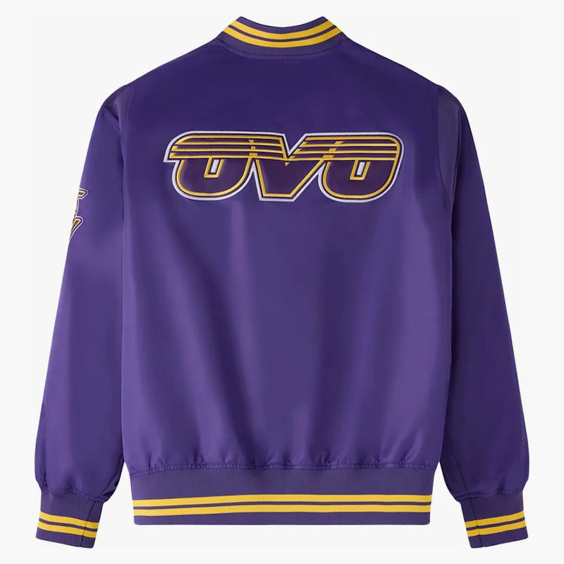 Ovo X NBA Los Angeles Lakers Satin Varsity Jacket Purple