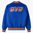 Ovo X NBA New York Knicks Satin Varrsity Jacket Blue