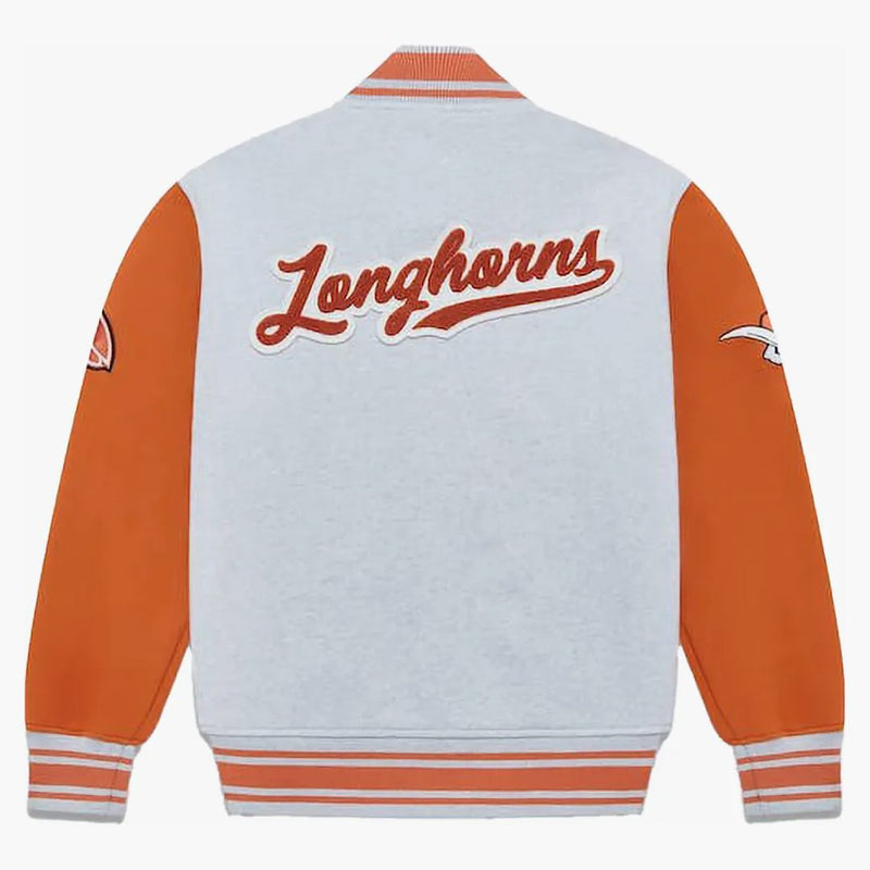 Ovo X NCAA Texas Longhorns Fleece Versity Jacket Heather Gray