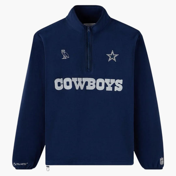 OVO X NFL Dallas Cowboys Polartec Mock Neck Quarter-Zip Fleece Navy