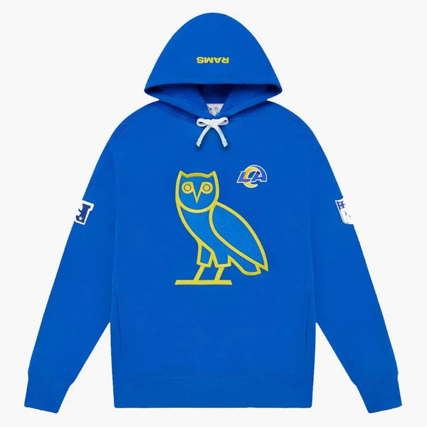 OVO X NFL Los Angeles Rams Og Owl Hoodie Blue