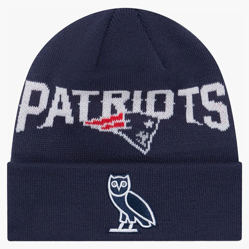 Ovo x nfl New England Patriots New Era Beanie Blue