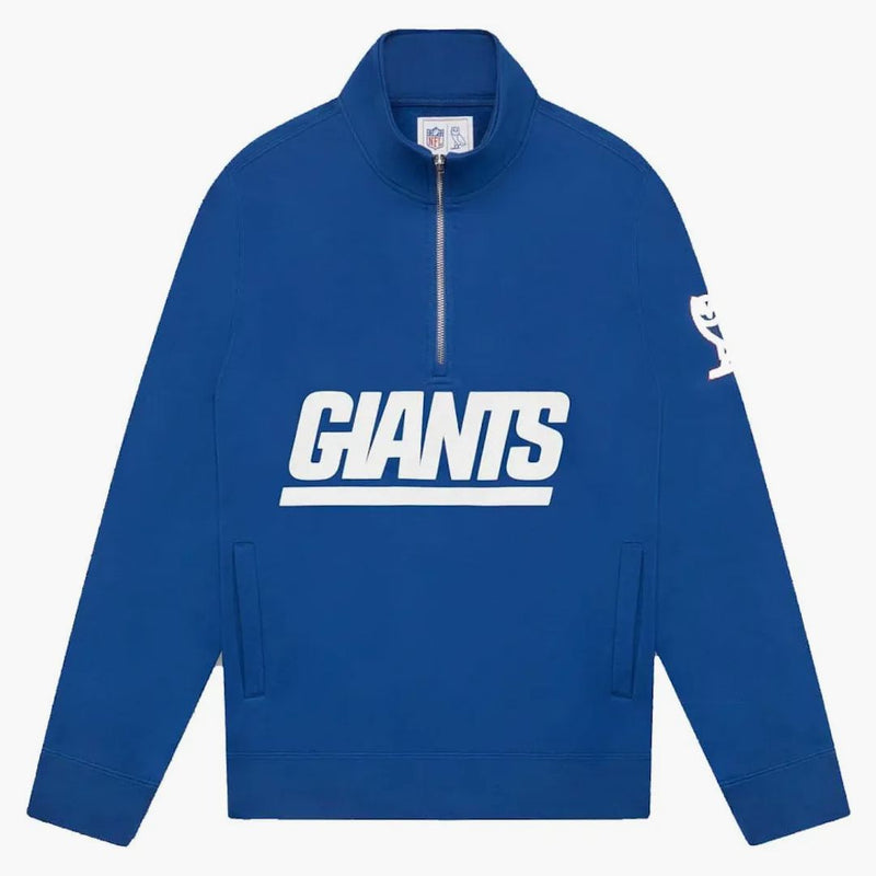 Ovo x nfl New York Giants 1/4 Zip Mock Neck Blue
