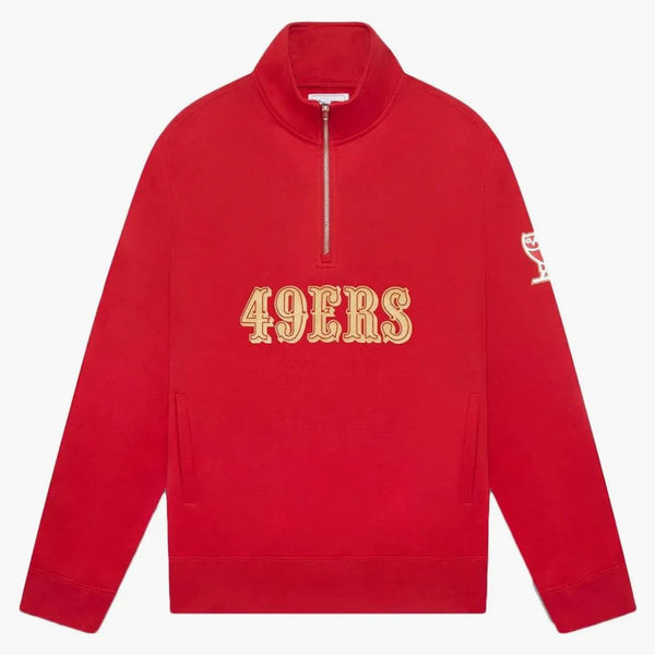 Ovo X NFL San Francisco 49ers 1/4 Zip Mock Neck Red