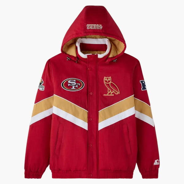 Ovo x nfl San Francisco 49ers Starter Sideline Puffer bunda Red