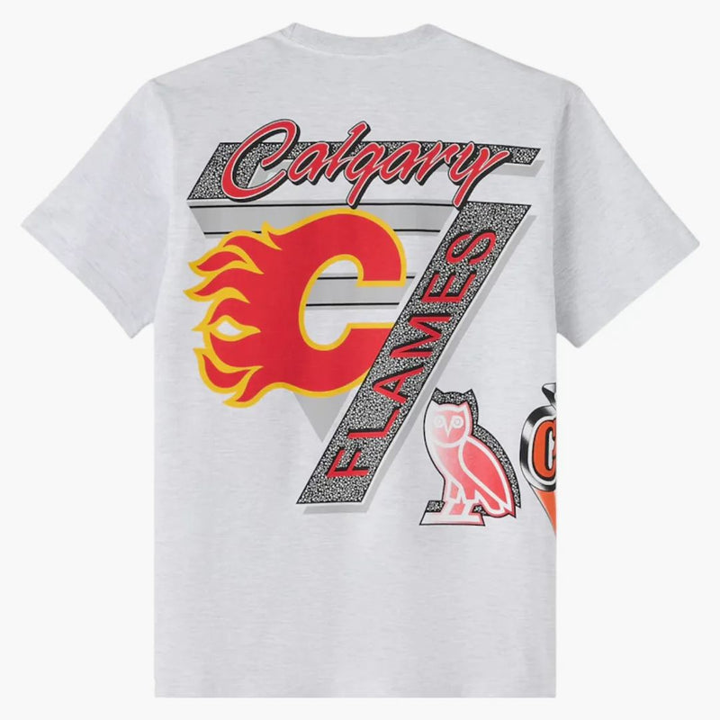 Ovo x NHL Calgary Flames T-shirt grafico degli anni '90 Ash Heather Grey