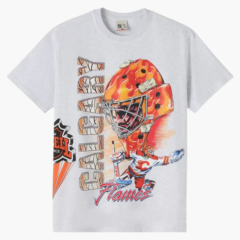 Ovo x NHL Calgary Flames T-shirt grafico degli anni '90 Ash Heather Grey