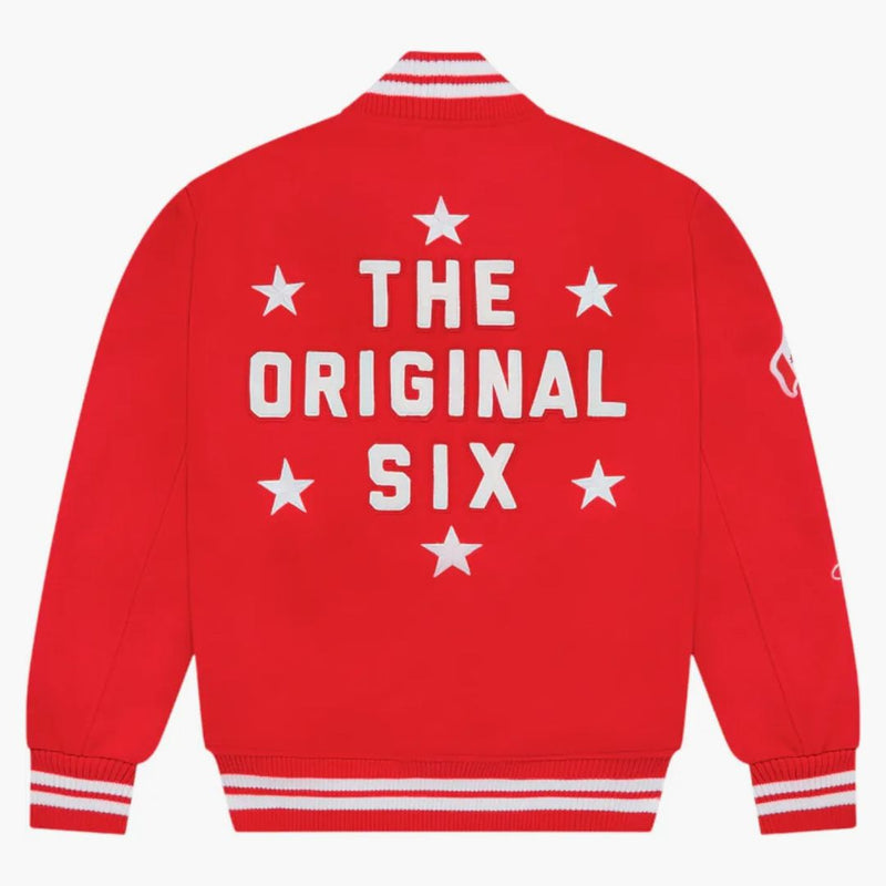Ovo x nHl detroit červená křídla varsity bunda červená