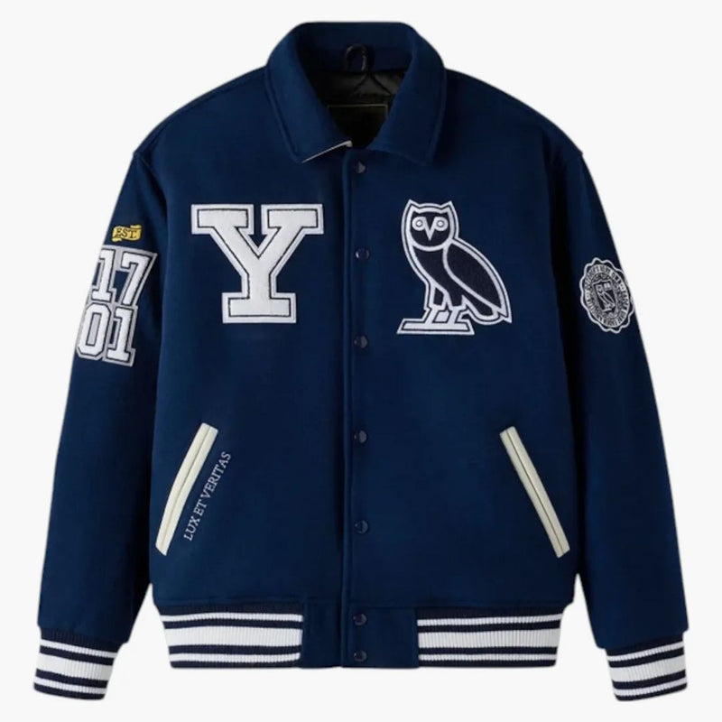 Ovo x yale campus varsity giacca blu