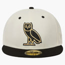 OVO X New Era OG Owl 59Fifty Fited tiene crema/negro