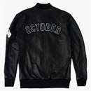Ovo X Roots October Bison Leather Varsity Jacket Black