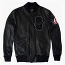 Ovo X Roots October Bison Leather Varsity Jacket Black