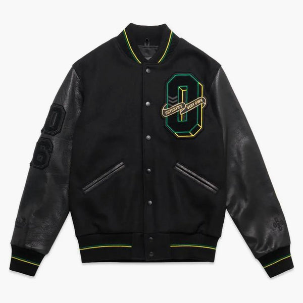 Ovo x kořeny říjen Jamajka Varsity bunda černá