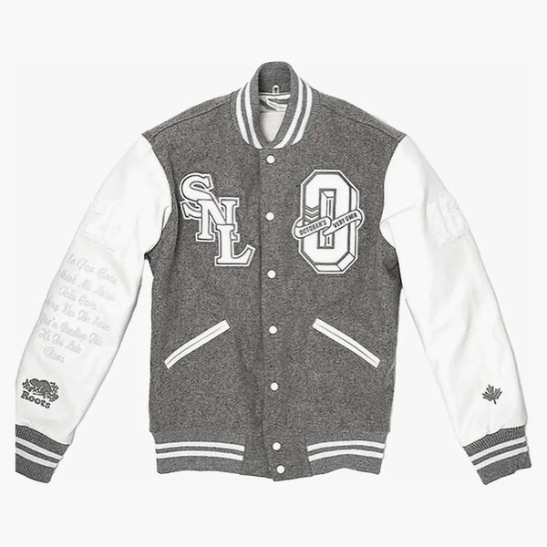 Ovo x kořeny sobotní večer živé výhledy varsity bunda šedá