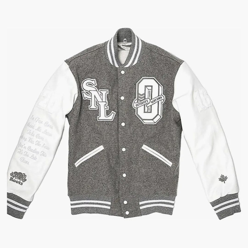 Ovo x kořeny sobotní večer živé výhledy varsity bunda šedá