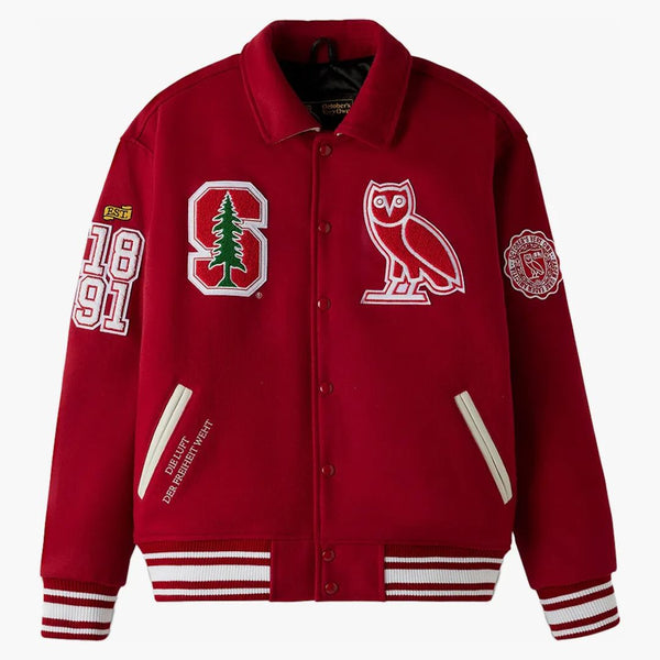 Ovo x Stanford University Campus Versity Jacket Stanford Red