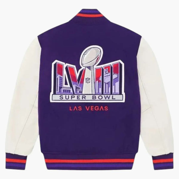 Ovo x superbowl lviii varsity bunda fialová