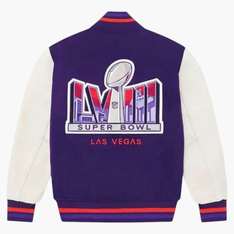Ovo x superbowl lviii varsity bunda fialová