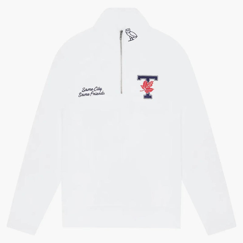 OVO X University of Toronto čtvrť Zip mikina bílá