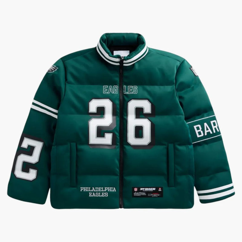Mimo sezónu x nfl saquon Barkley Philadelphia Eagles Player Puffer Jacket Dark Green