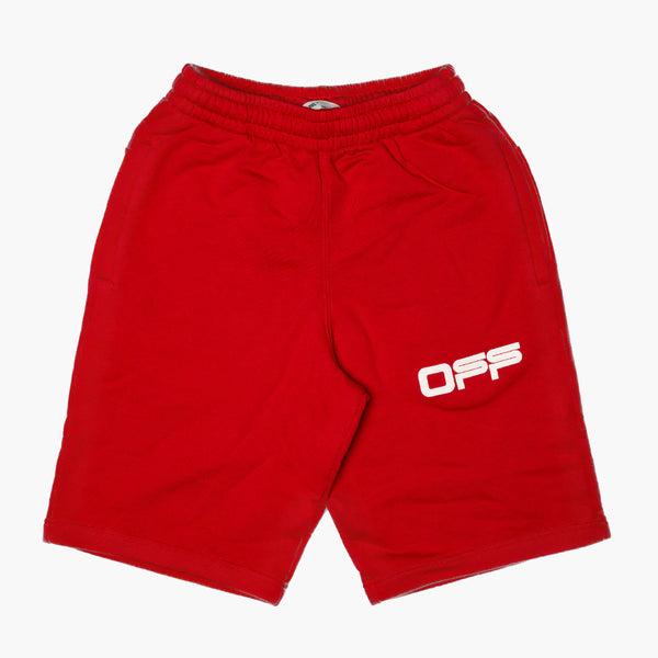Off White Airport Tape Shorts Red