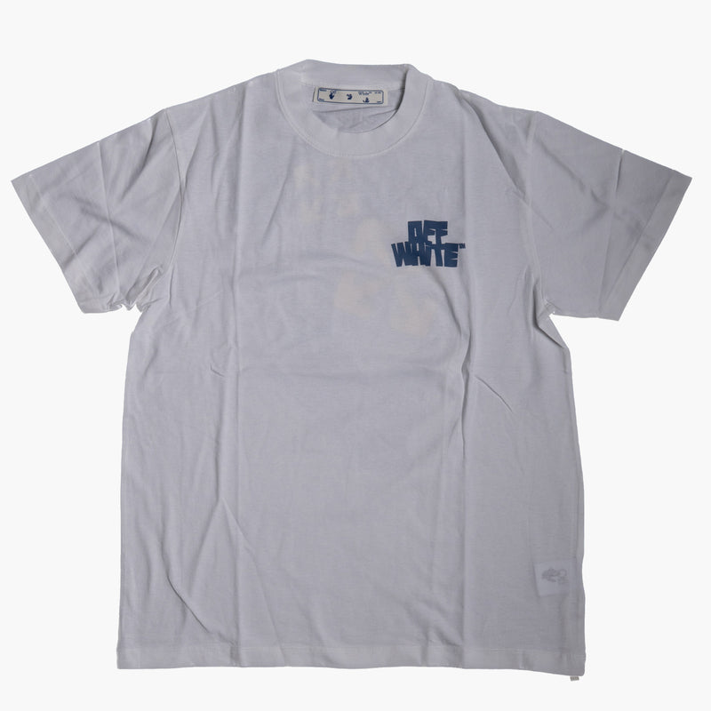 Off White Blue Yellow Arrow Virgil T-Shirt White