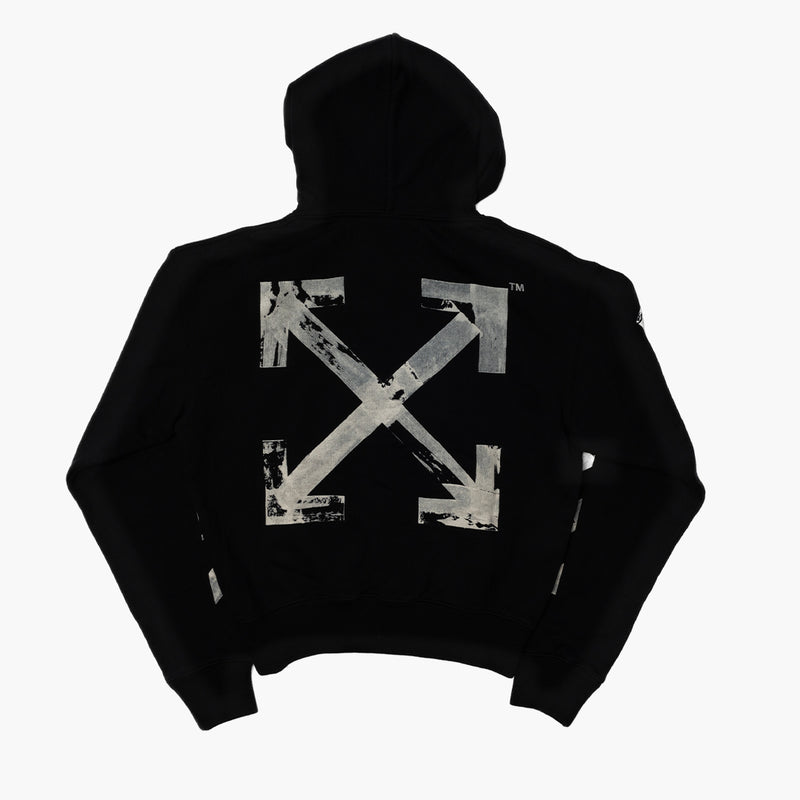 Off White Destroyed Cross Hoodie Black Rückseite