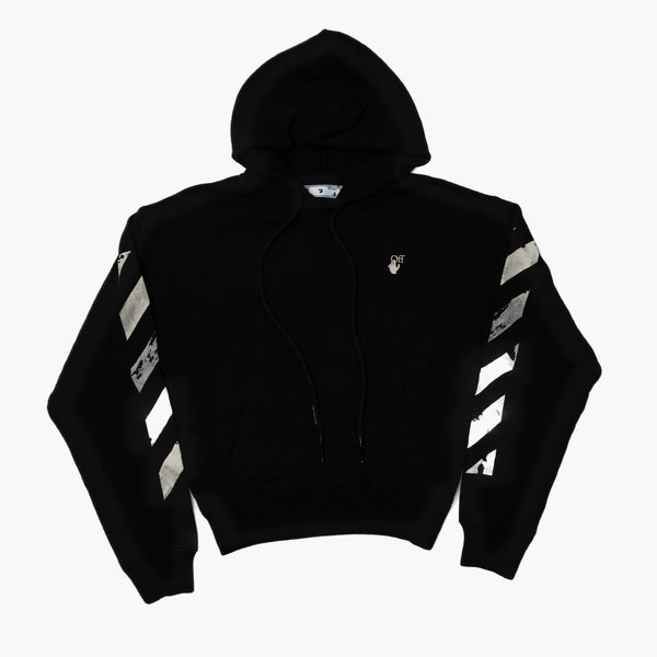 Off White Destroyed Cross Hoodie Black