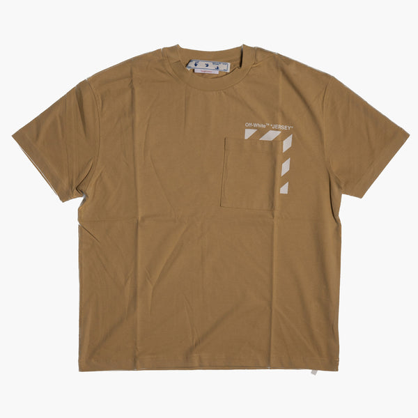 Off White Diagonal Pocket Stripe T-Shirt Beige