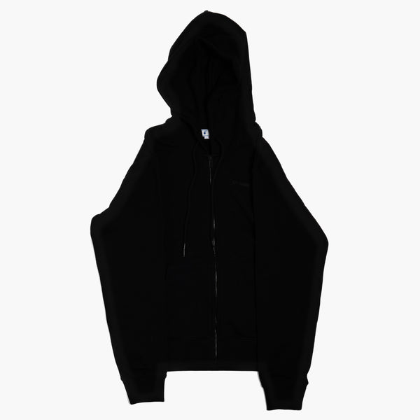 Off White Diagonal Stripe Zip Up Black