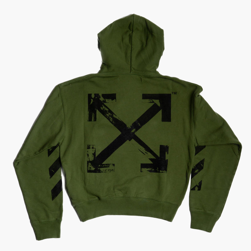 Off White Painted Arrow Hoodie Olive Rückseite