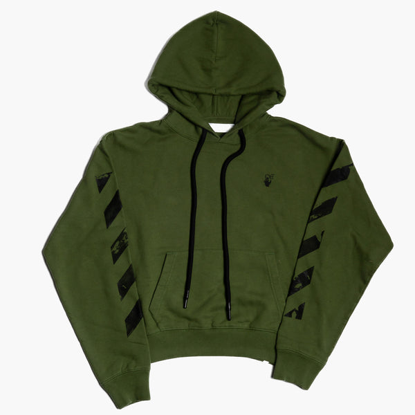 Off White Painted Arrow Hoodie Olive