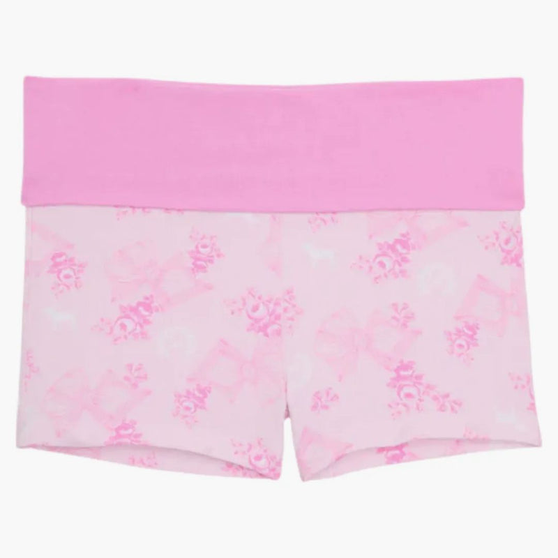 Pink X Loveshackfancy Cotton Foldover Micro Shorts Beaux Icons
