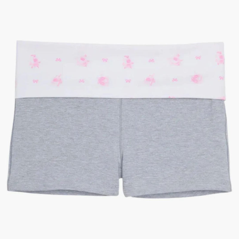Pink X Loveshackfancy Cotton Foldover Micro Shorts Medium Heather Grey