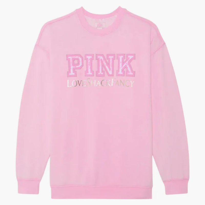 Pink X Loveshackfancy Oversized Crew Sweatshirt Pink Lollipop