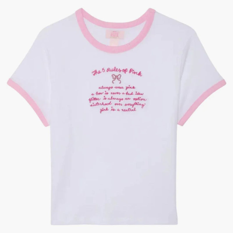 Pink X Loveshackfancy Retro Cotton Tee White