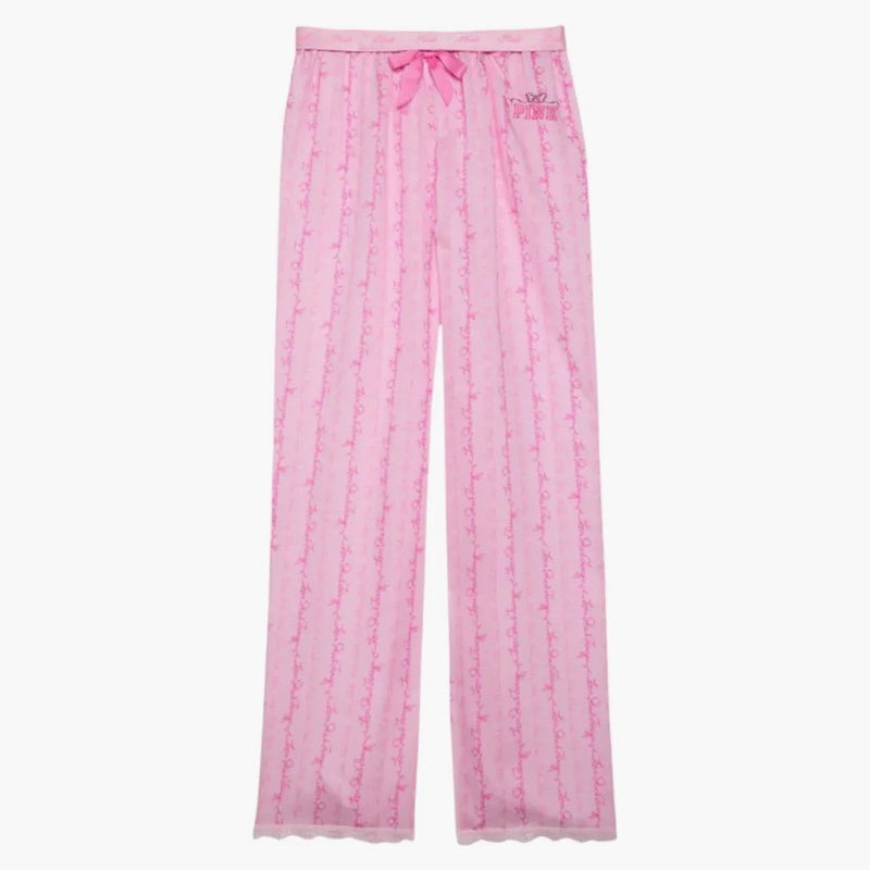 Pink X Loveshackfancy Silky Sleep Pants Logo Mania Pink
