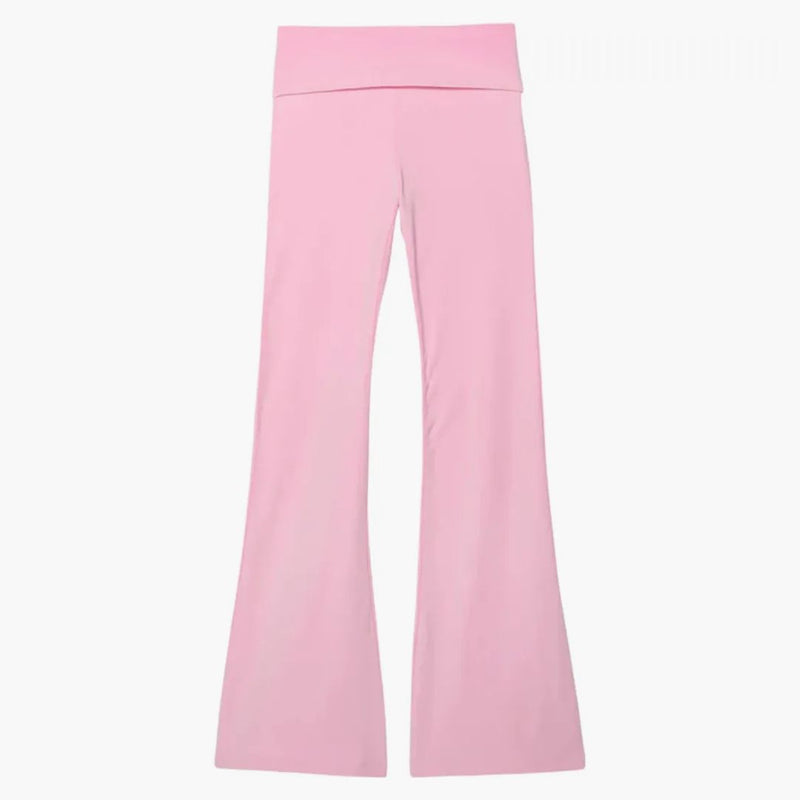 Pink X Loveshackfancy Washed Cotton Foldover Flare Leggings Pink Lollipop