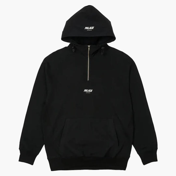 Palazzo 1/4 Zip Cotton Pannello Cappuccio nero