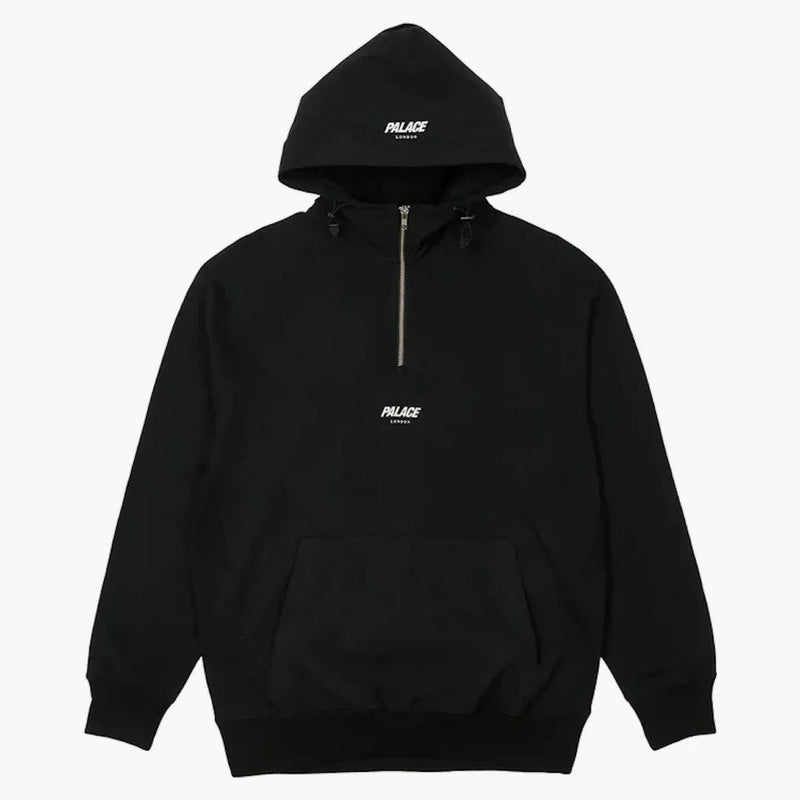 Palazzo 1/4 Zip Cotton Pannello Cappuccio nero