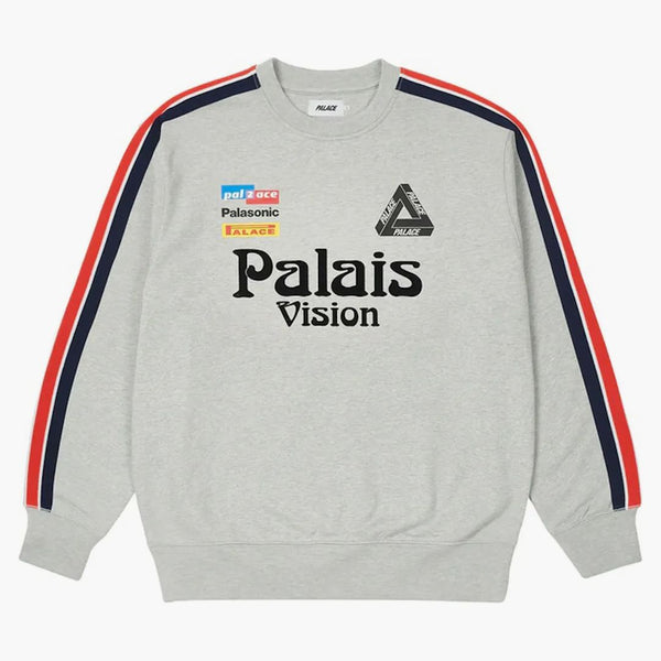 Palace Flag Stripe Crew Grey Marl