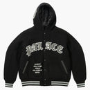 Chaqueta universitaria con capucha de palacio negro negro