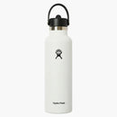 Palace Hydro Flask 21 oz de boca estándar con tapa de paja flexible blanca