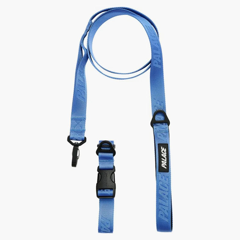 Palace Jacquard Logo Dog Collar Lead Blue