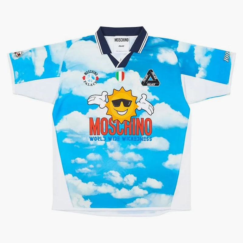 Palats moschino fotboll skjorta blå moln