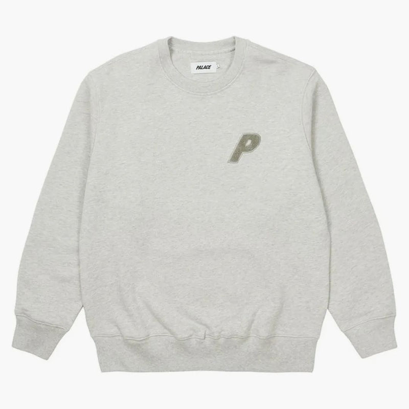 Palace P-3 Chenille Crew Gray Marl