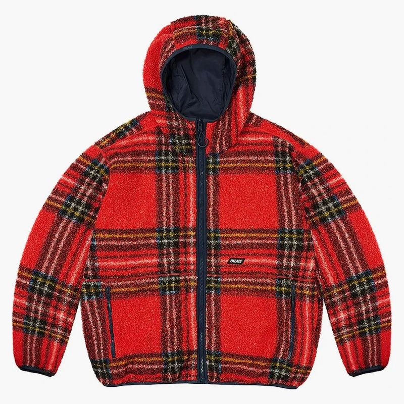 Palác reverzibilní kontrola fleece bunda červená