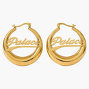 Palace Script Hoop Earrings Gold