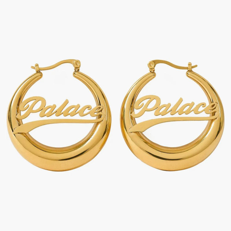Palace Script Hoop Earrings Gold